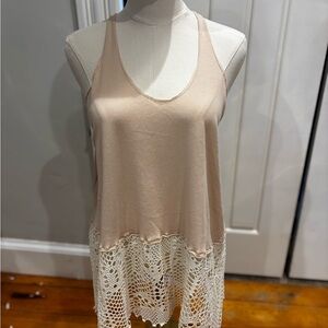 We The Free Cream Tank with Lace Detail